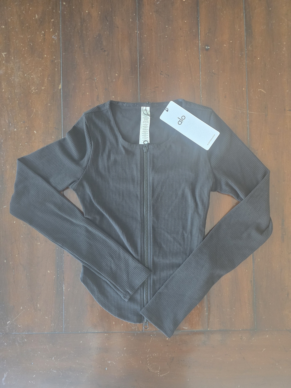 ALO Yoga Black Ribbed Stardust Jacket.